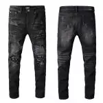 amiri jeans denim dirty indigo knee patch retro